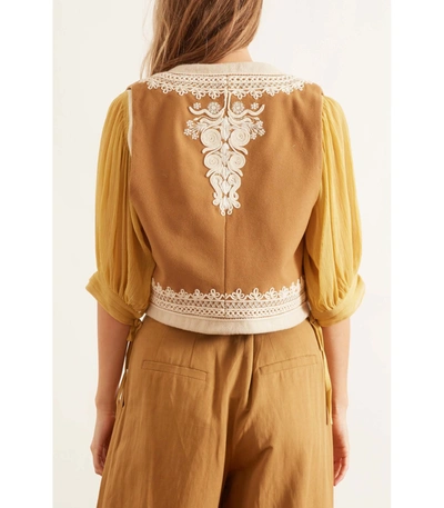 Shop Nili Lotan Embroidered Cedric Vest In Camel In Beige