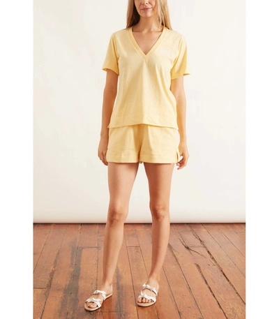 Shop Ganni Thin Software V-neck Jersey In Anise Flower In Yellow