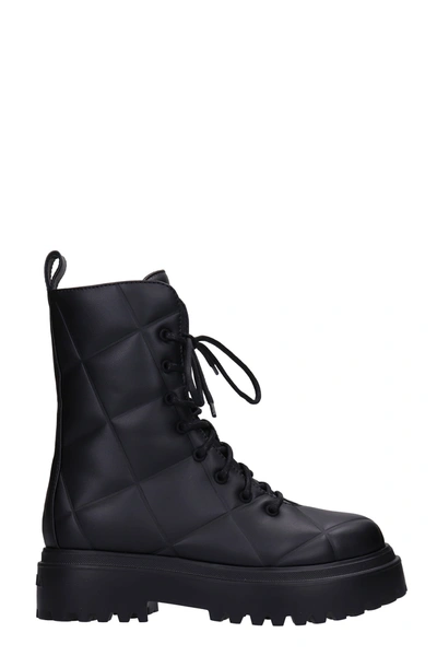 Shop Le Silla Combat Boots In Black Leather