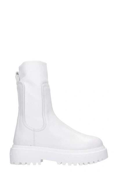 Shop Le Silla Combat Boots In White Leather