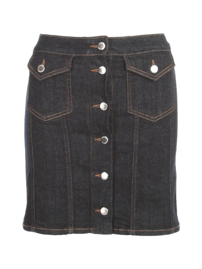 Shop Love Moschino Denim Skirt W/buttons In Front
