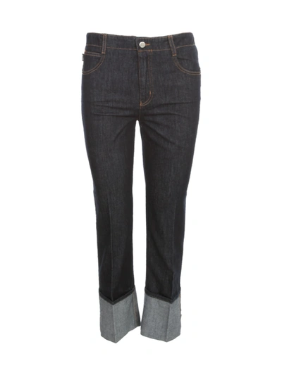 Shop Love Moschino Straight Jeans W/lapel And Written In Denim