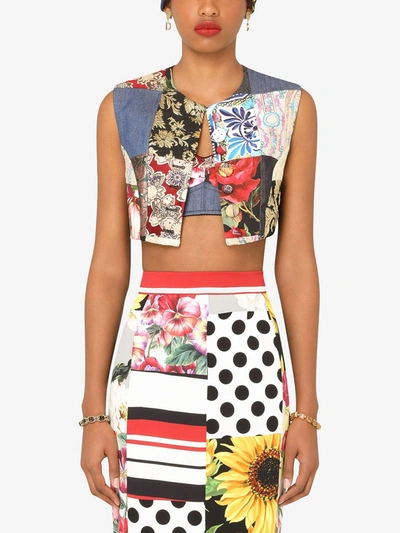 Shop Dolce & Gabbana Patchwork Detailing Waistcoat In Multicolor