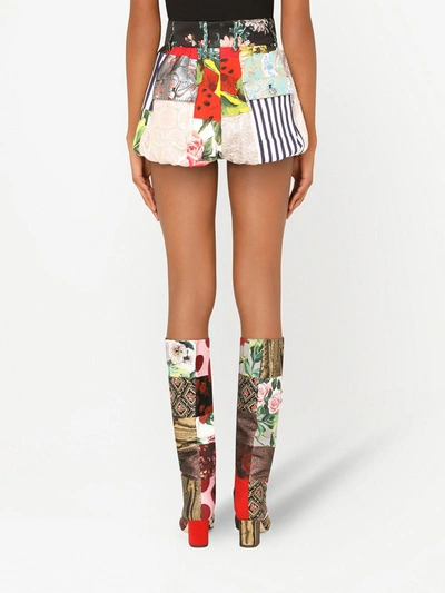 Shop Dolce & Gabbana Flowers Printed High Waist Shorts In White