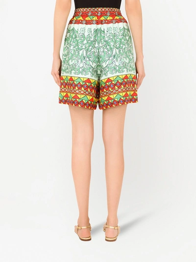 Shop Dolce & Gabbana Silk High Waist Shorts In Multicolor
