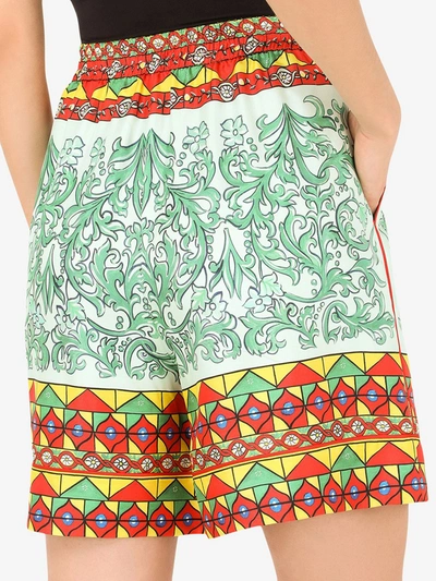 Shop Dolce & Gabbana Silk High Waist Shorts In Multicolor