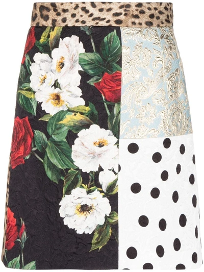 Shop Dolce & Gabbana Patchwork A-line Mini Skirt In Multicolor