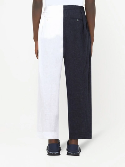 Shop Dolce & Gabbana Linen Wide Leg Trousers In White