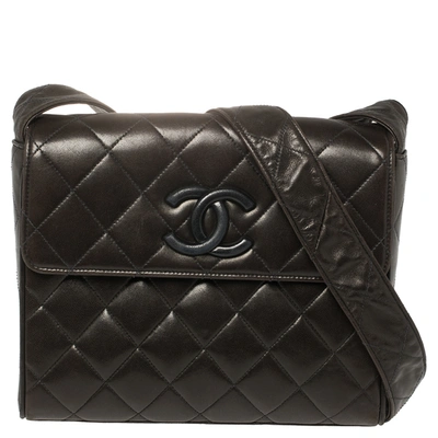 Pre-owned Chanel Brown Quilted Leather Messenger Bag