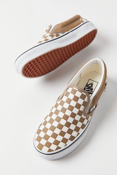 Shop Vans Retro Checkerboard Slip-on Canvas Sneaker In Bronze