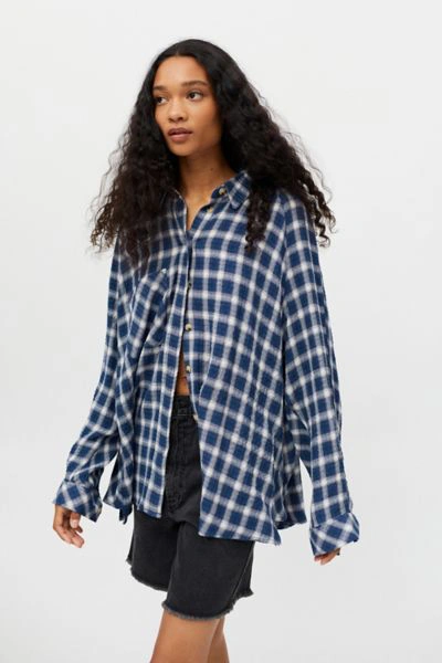 Bdg Keanu Flannel Button-down Shirt In Blue Multi | ModeSens