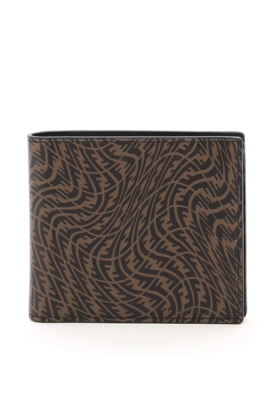 Shop Fendi Ff Vertigo Print Bifold Wallet In Brown