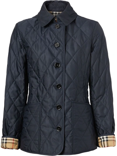 Shop Burberry Diamond-quilted Jacket In Blue