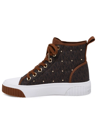 Shop Michael Michael Kors Sneaker Gertie Alta  In Pelle Marrone In Brown
