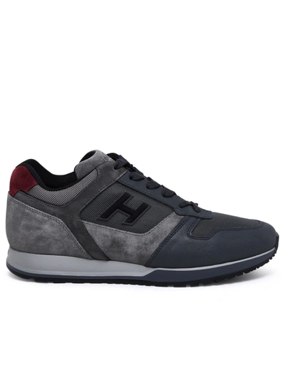 Shop Hogan Sneaker H321 In Pelle Liscia E Suede In Grey