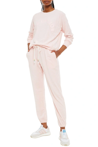 Shop The Upside Embroidered Cotton-blend Terry Track Pants In Pastel Pink