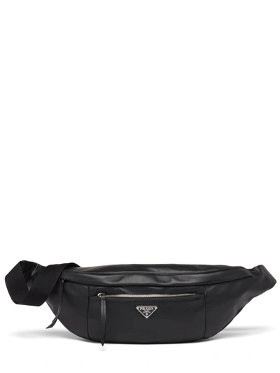 Shop Prada Black Leather Shoulder Bag In Nero