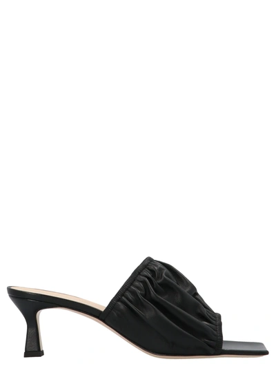 Shop Wandler Ava Ruched Mules In Black