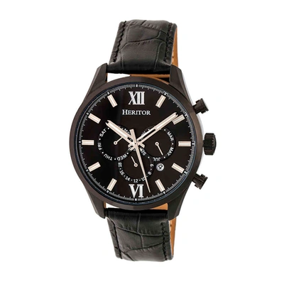 Shop Heritor Benedict Automatic Black Dial Mens Watch Hr6805