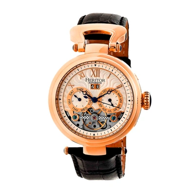 Shop Heritor Ganzi Automatic Silver Dial Mens Watch Hr3305 In Black / Blue / Gold Tone / Rose / Rose Gold Tone / Silver / Skeleton