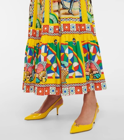 Shop Dolce & Gabbana Printed Cotton-blend Poplin Midi Dress In Multicoloured