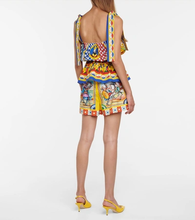 Shop Dolce & Gabbana Printed Cotton Poplin Top In Multicoloured
