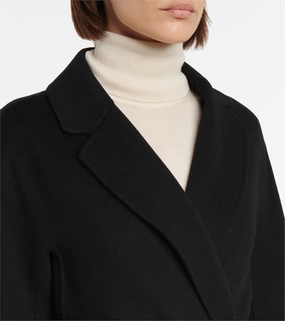 S Max Mara Esturia Belted Double Wool Long Coat In Black