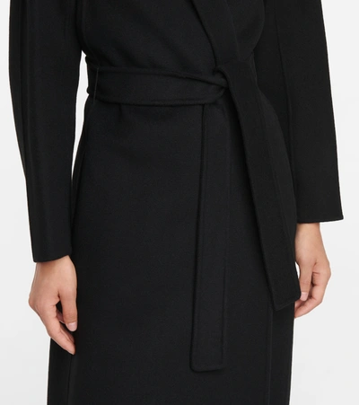 S Max Mara Esturia Belted Double Wool Long Coat In Black