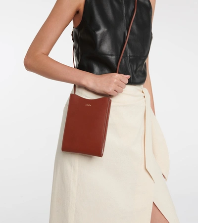 Shop Apc A. P.c. Jamie Leather Crossbody Bag In Brown