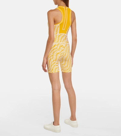 Shop Fendi Printed Stretch-jersey Bodysuit In Yellow