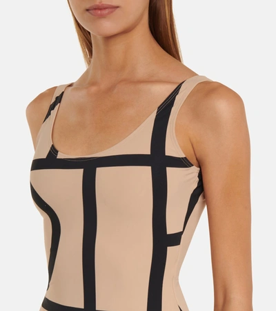 Totême Beige Swimsuit With Black Details In Techno Fabric Woman In Beige