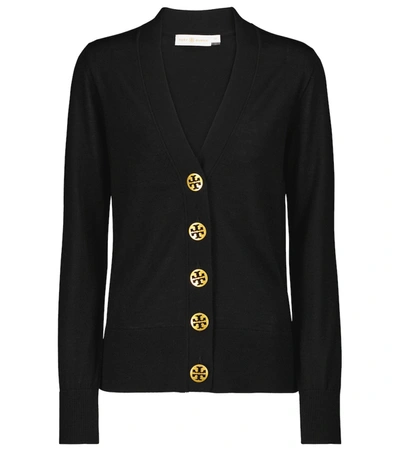 Shop Tory Burch Simone Wool Cardigan In Black