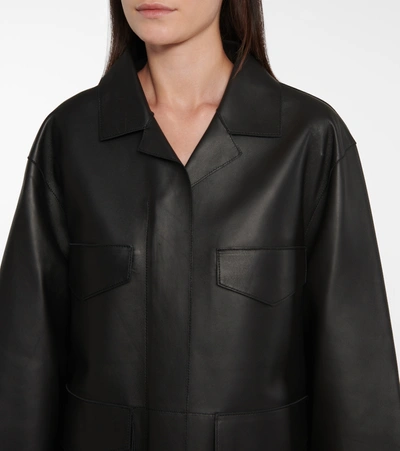 Shop Totême Leather Jacket In Black