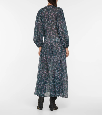 Isabel Étoile Mariana Gathered Floral-print Cotton-voile Midi Dress Dark Green | ModeSens