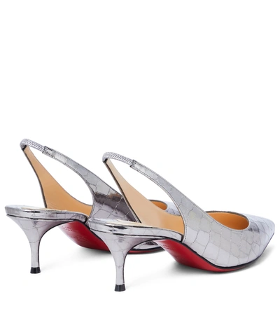 Shop Christian Louboutin Kate 55 Leather Slingback Sandals In Silver