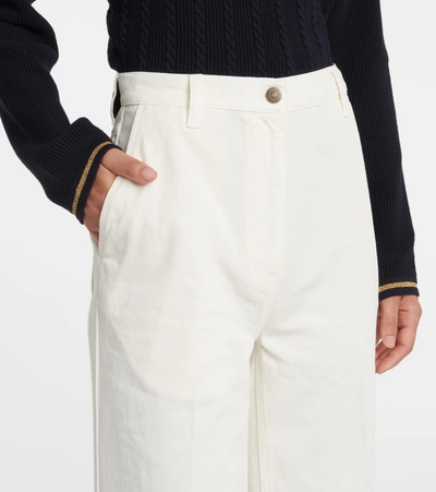 Shop Gucci High-rise Wide Cotton Pants In White