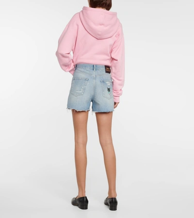 Shop Gucci High-rise Denim Shorts In Blue