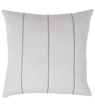 Shop Brunello Cucinelli Embellished Cotton Cushion