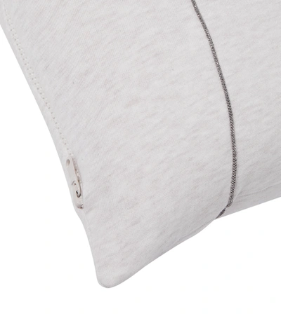 Shop Brunello Cucinelli Embellished Cotton Cushion