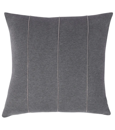 Shop Brunello Cucinelli Embellished Cotton Cushion