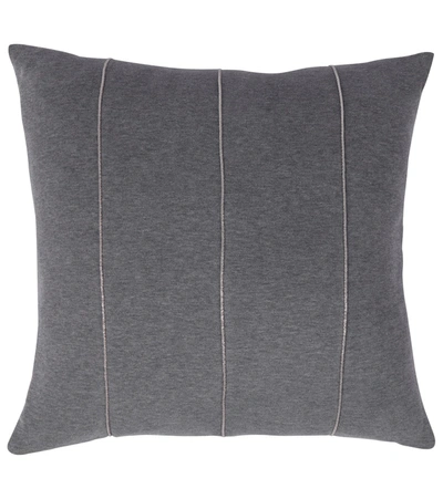 Shop Brunello Cucinelli Embellished Cotton Cushion