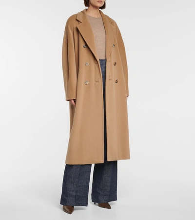 Max Mara Madame Wool And Cashmere Long Belted Coat In Brown