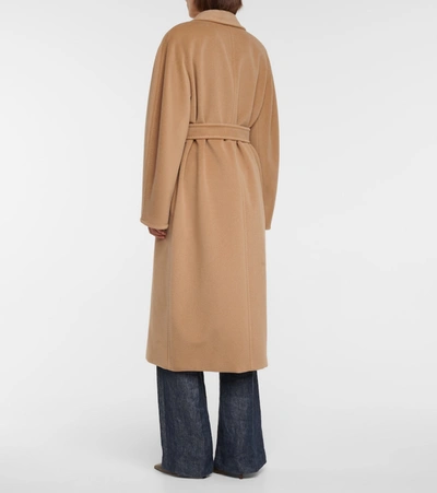 Max Mara Madame Wool And Cashmere Long Belted Coat In Brown