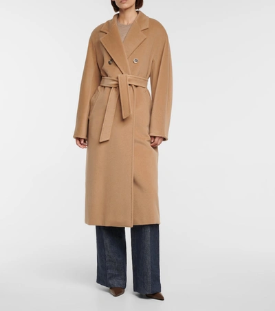 Max Mara Madame Wool And Cashmere Long Belted Coat In Brown