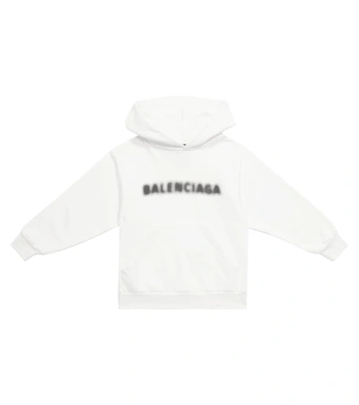 Shop Balenciaga Logo Cotton Hoodie In White