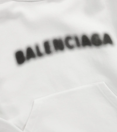 Shop Balenciaga Logo Cotton Hoodie In White