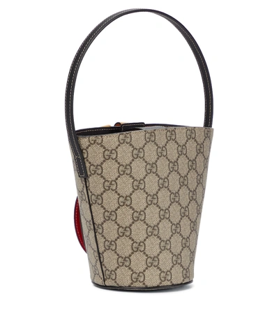 Shop Gucci Gg Supreme Leather-trimmed Bag In Multicoloured