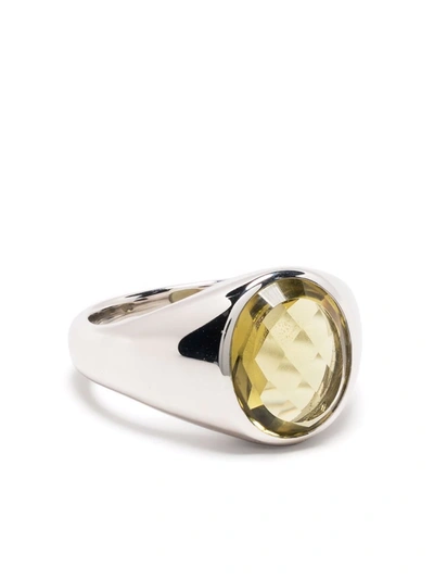 Shop Tom Wood Lizzie Olive Quartz Ring In Silber