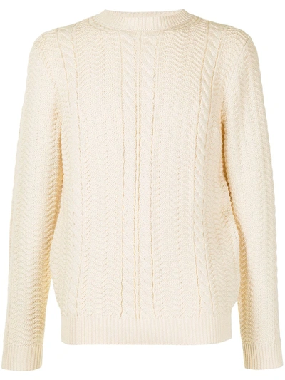 Shop Apc Crew-neck Chunky-knit Jumper In Nude