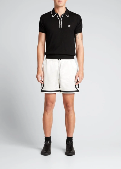 Shop Amiri Men's Polo Shirt With Contrast Piping In Black